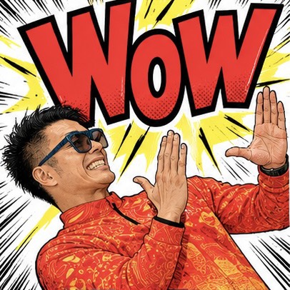 マイケル社長イラスト「WOW」